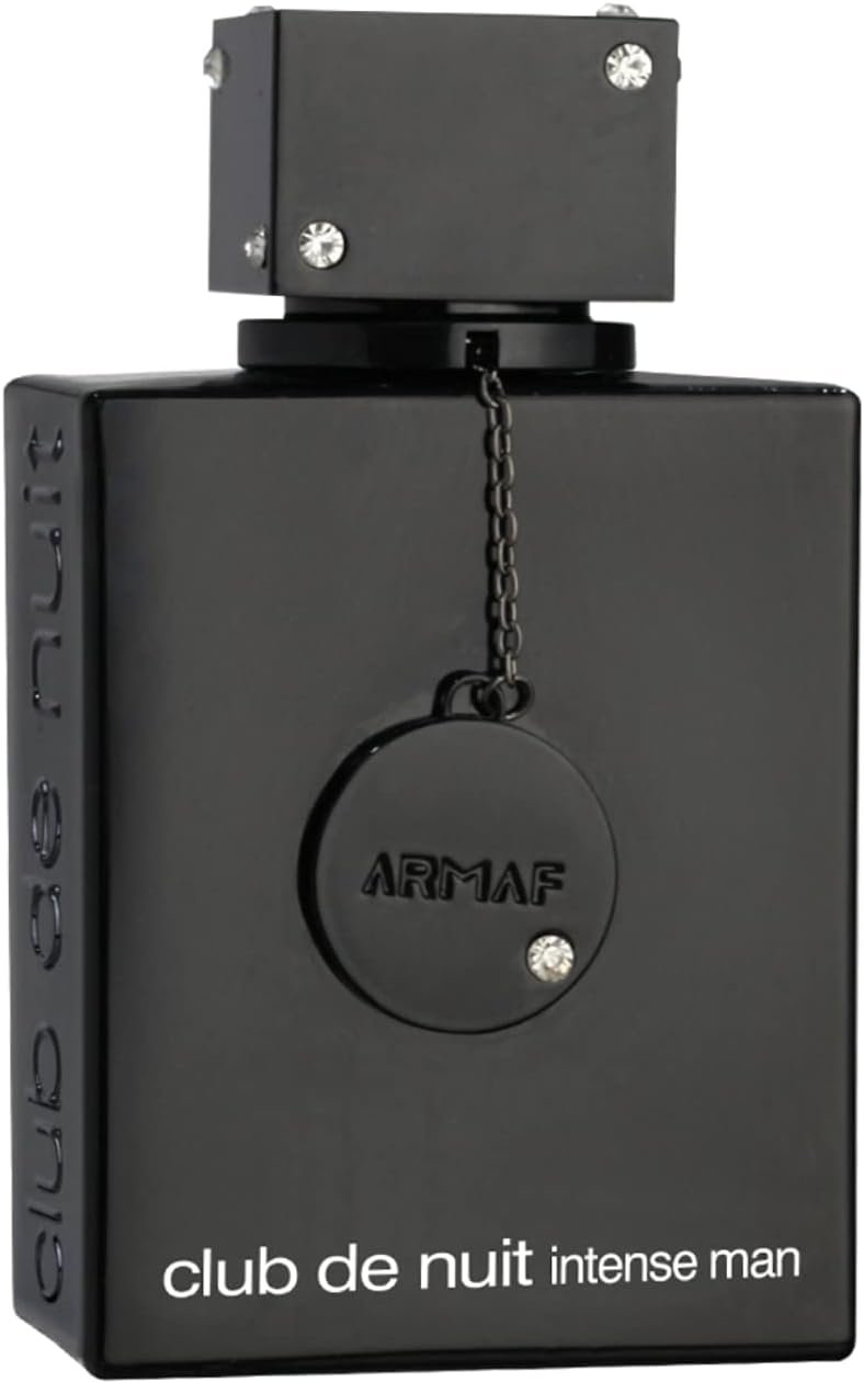 Perfume árabe masculino Armaf Club de Nuit Intense Man 105 ml, frasco preto com medalha prateada