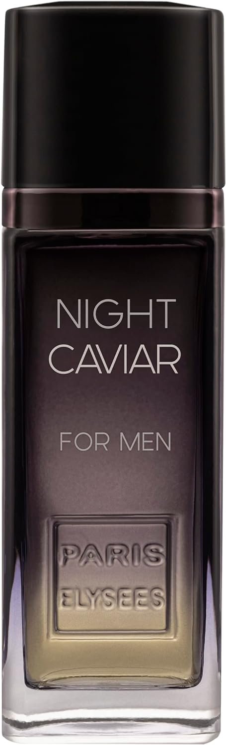 Perfume masculino barato para a noite Paris Elysees Night Caviar Eau de Toilette 100 ml, frasco preto