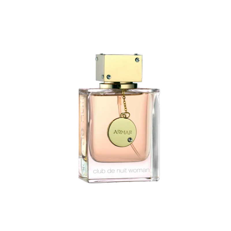 Perfume árabe feminino Armaf Club de Nuit Woman Eau de Parfum 105 ml, frasco rosado com tampa dourada
