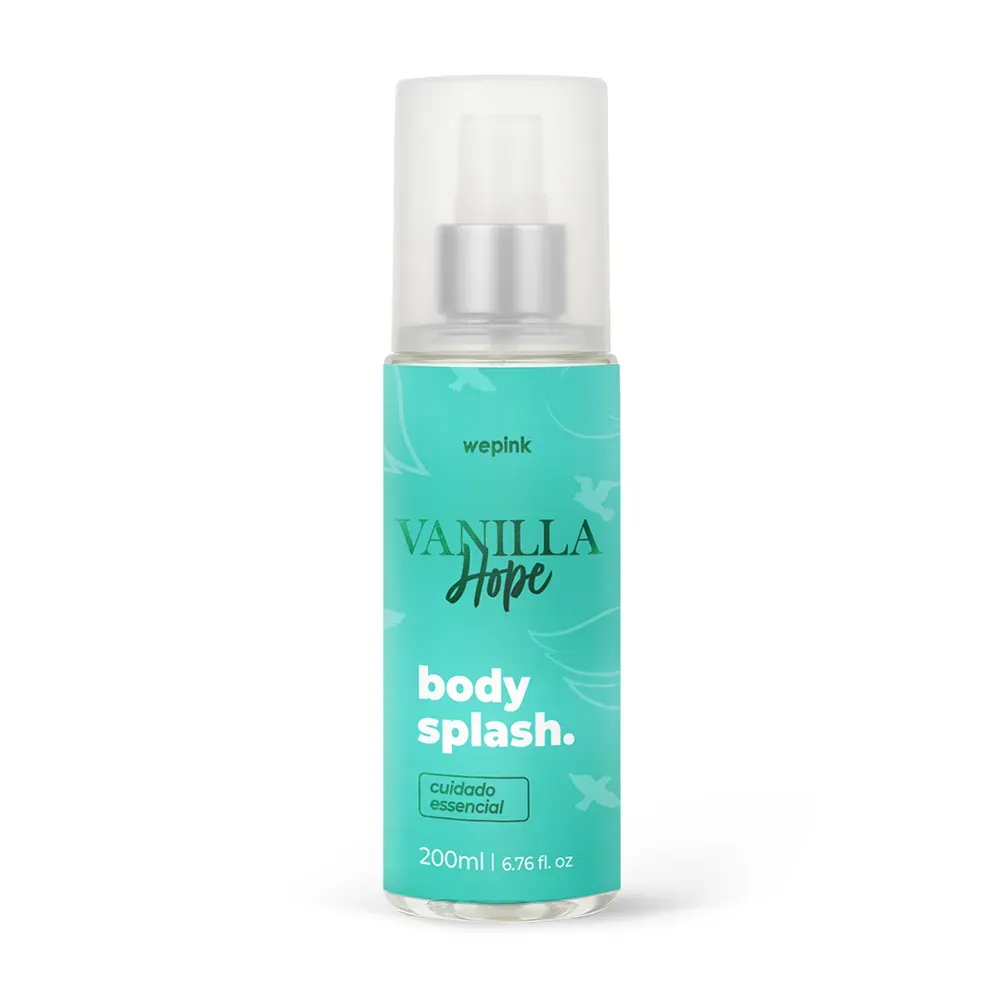 Frasco verde-água do body splash Wepink Vanilla Hope