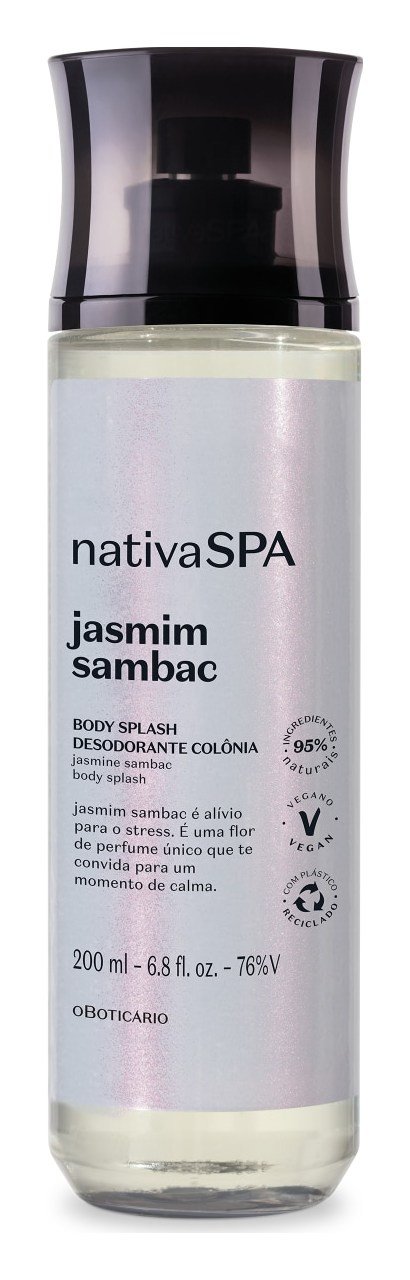 Body splash floral Nativa SPA Jasmim Sambac, de O Boticário, frasco perolado de 200 ml
