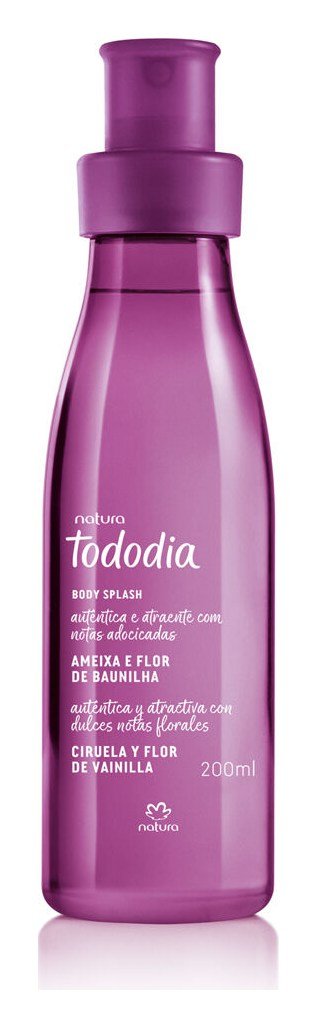 Body splash Natura Tododia Ameixa e Flor de Baunilha, frasco roxo de 200 ml