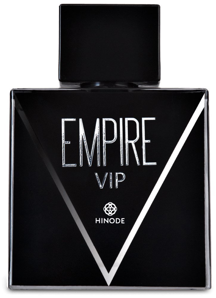 Frasco preto do perfume masculino Empire VIP, da Hinode