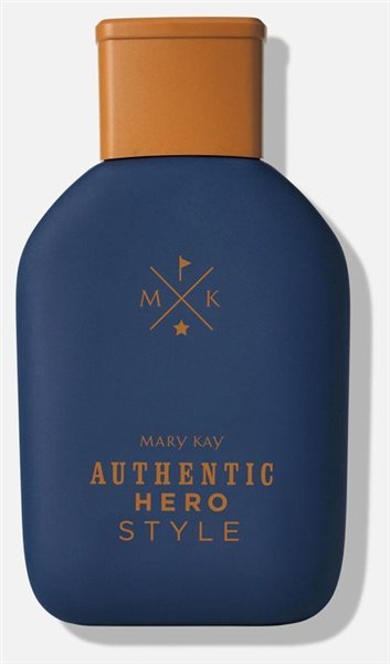 Frasco azul-marinho do perfume masculino Authentic Hero Style, da Mary Kay