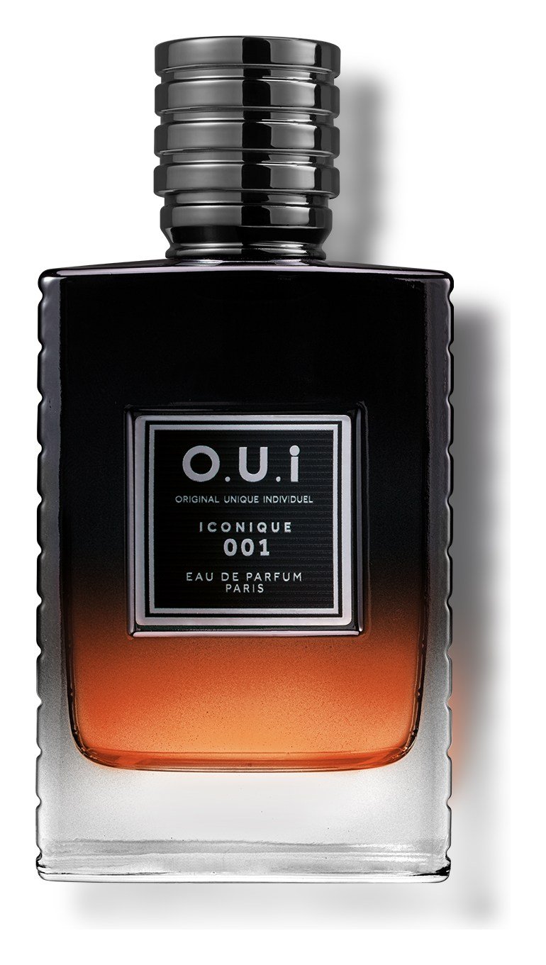 Perfume masculino O.U.i Iconique 001 Eau de Parfum, frasco preto e laranja