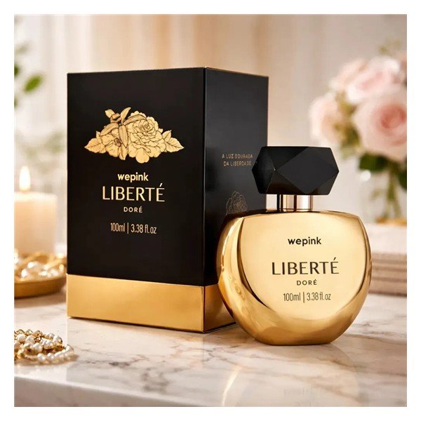 Perfume Liberté Doré Wepink, frasco dourado de 100 ml