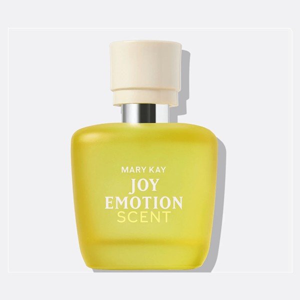 Frasco amarelo do perfume Joy Emotion Scent, da Mary Kay