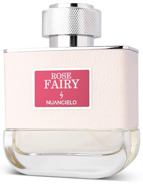 Frasco rosa-claro do perfume feminino Rose Fairy, da Nuancielo